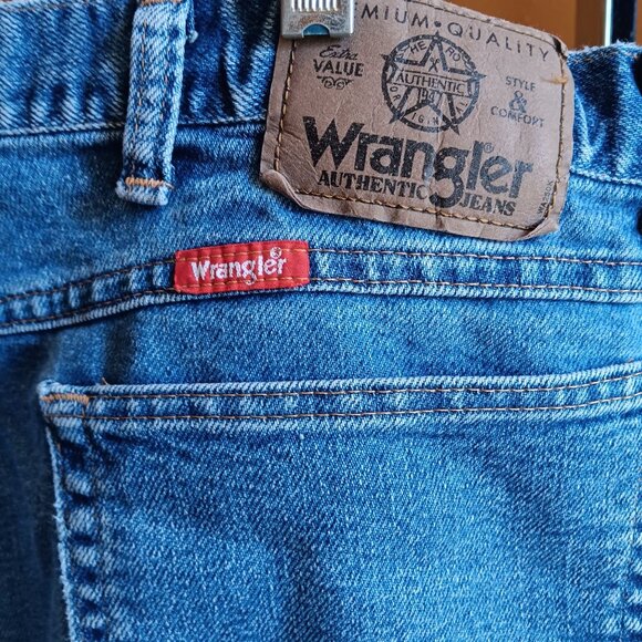 40x29 Vintage 90's Wrangler Authentic Denim Jeans Straight Leg Mens Perfect Fade - Picture 3 of 5